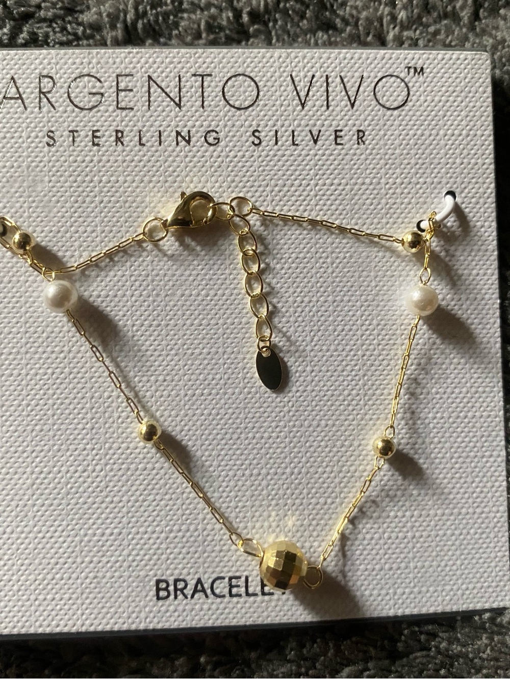Argento Vivo Gold Tone Bracelet with White Pearls